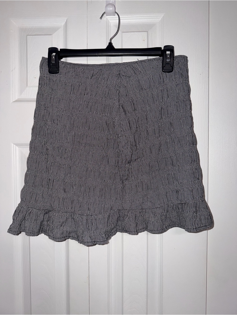 SO Gray Smocked Mini Skirt with Ruffle Hem